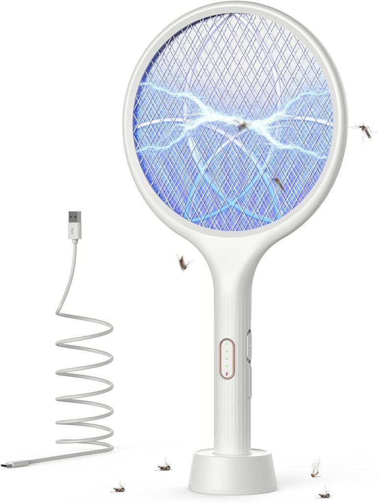 YISSVIC Electric Insect Racket Anti-Mosquito Racket 4000 V 1500 mAh Rechargeable with Stable Base Against Mosquitoes Flies Flying Insects, White – Artia13 est rémunéré par notre partenaire Amazon