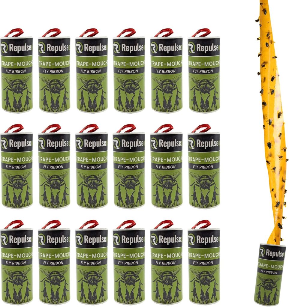 Repulseo® Fly Catcher Tapes [Made in EU], Interior Fly Killing Paper, Sticky Fly Adhesive Roll, House Trap, Snake, Glue-Based Product, Alternative to Swatters